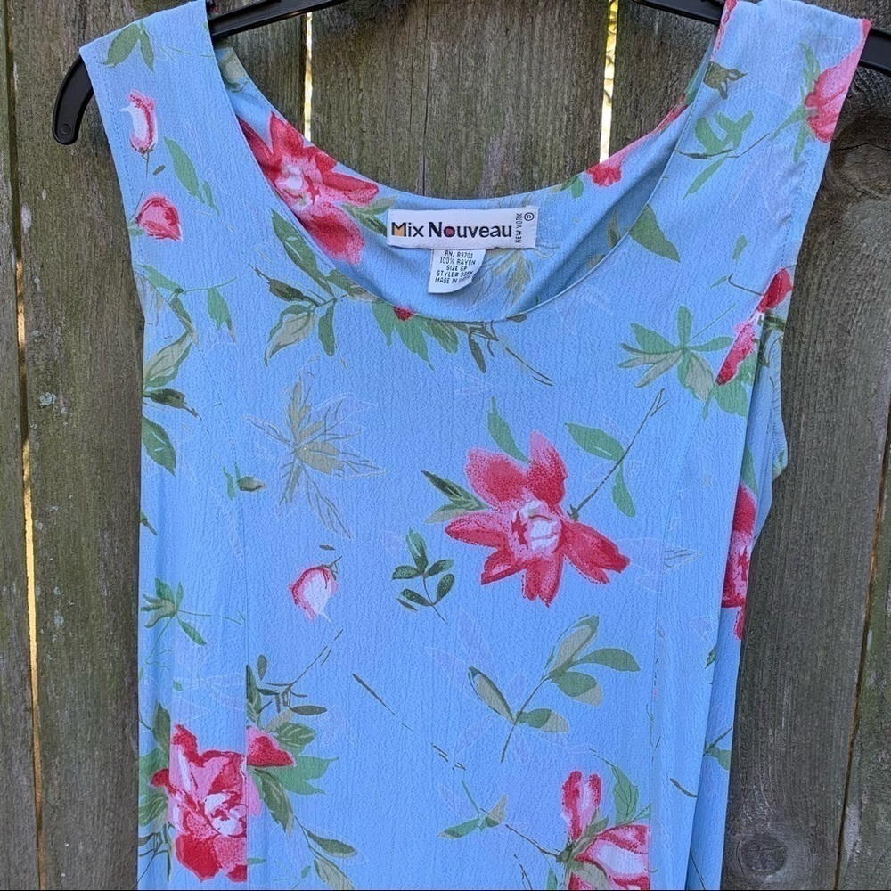MIX NOUVEAU NY vintage coral and blue floral sheath tank dress - Picture 5 of 13